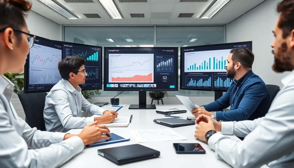 Analyze competitor pricing strategies in a collaborative office setting with financial graphs.