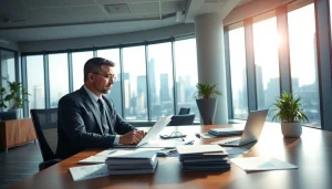 카드현금화에 대한 전문가의 조언을 받는 모습, 현대적 사무실에 있습니다.