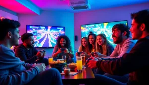 Exciting gaming session featuring friends playing the LC88 Game in a vibrant setting.