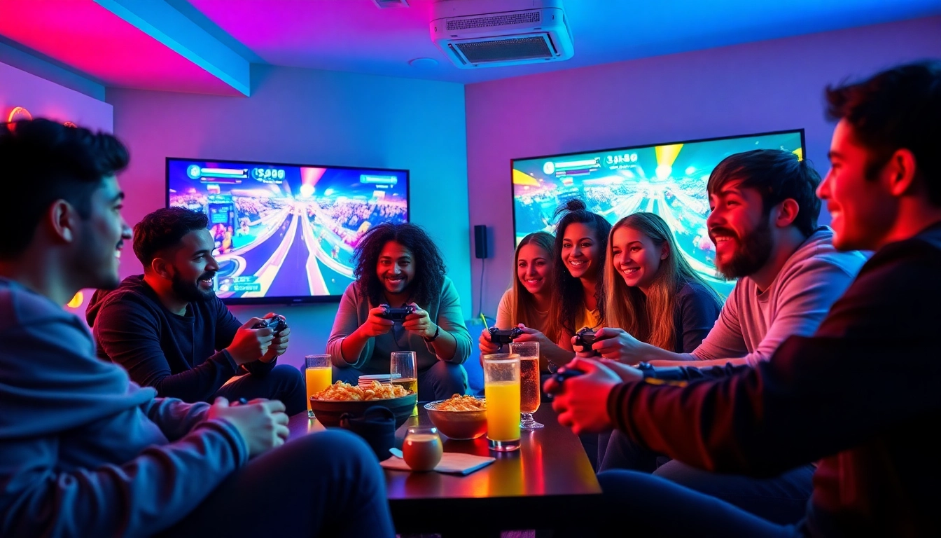 Exciting gaming session featuring friends playing the LC88 Game in a vibrant setting.