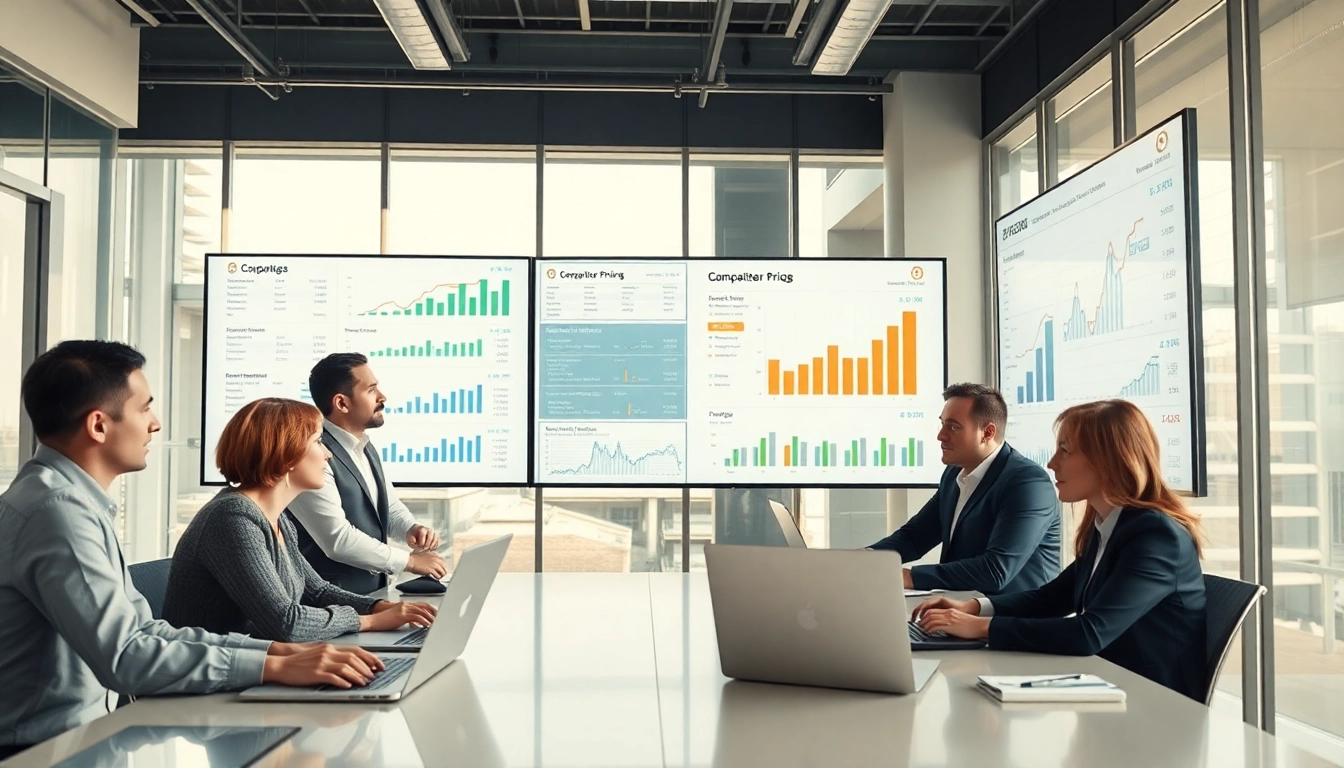 Analyze competitor pricing strategies with a detailed business meeting visual.