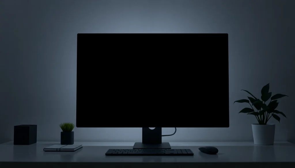 Display of a schermo nero on a modern workspace promoting eye comfort and energy efficiency.