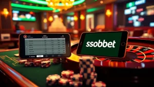 Betting excitement at link alternatif sbobet with poker chips and sleek online gambling interface.