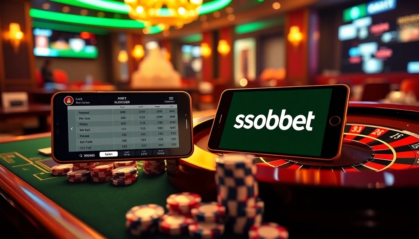 Betting excitement at link alternatif sbobet with poker chips and sleek online gambling interface.