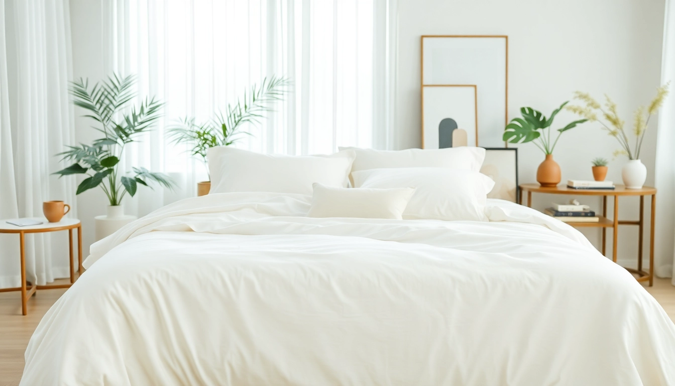 Vibrant percale katoen beddengoed in een kalme slaapkamer, benadrukt zachte details.