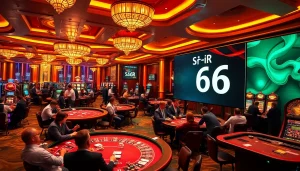 Số Đỏ 66 gamblers enjoying an exciting casino experience with vibrant tables and players competing.