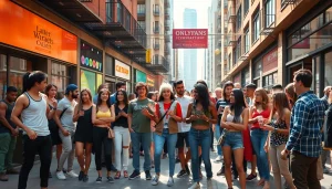 OnlyFans Nearby Creators engaging with their audience in a vibrant urban setting.