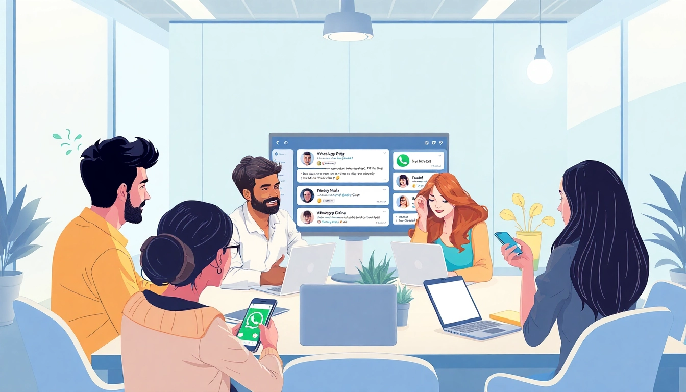 在协作工作区通过快连VPN连接WhatsApp Web的用户互动场景。