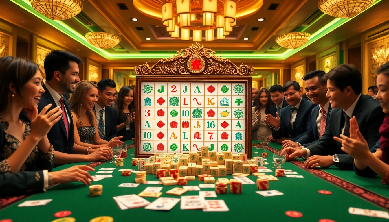 Engaging players in a mahjong slot demo, featuring vibrant casino elements and rich visuals.
