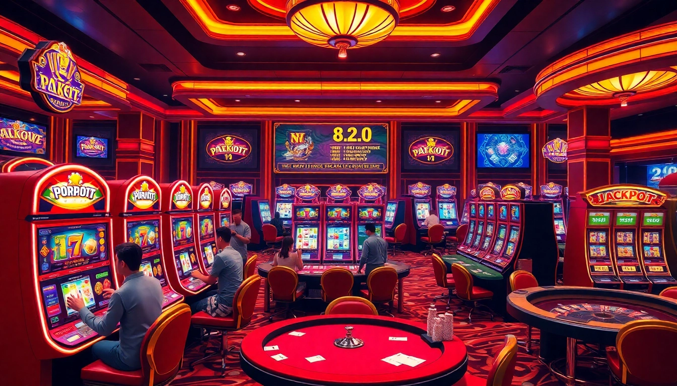 Experience the excitement of nổ hũ slot machines in a luxurious casino environment.