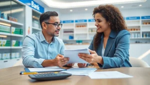 Menggambarkan konsultasi mengenai deposit 1k di bank dengan seorang penasihat keuangan.