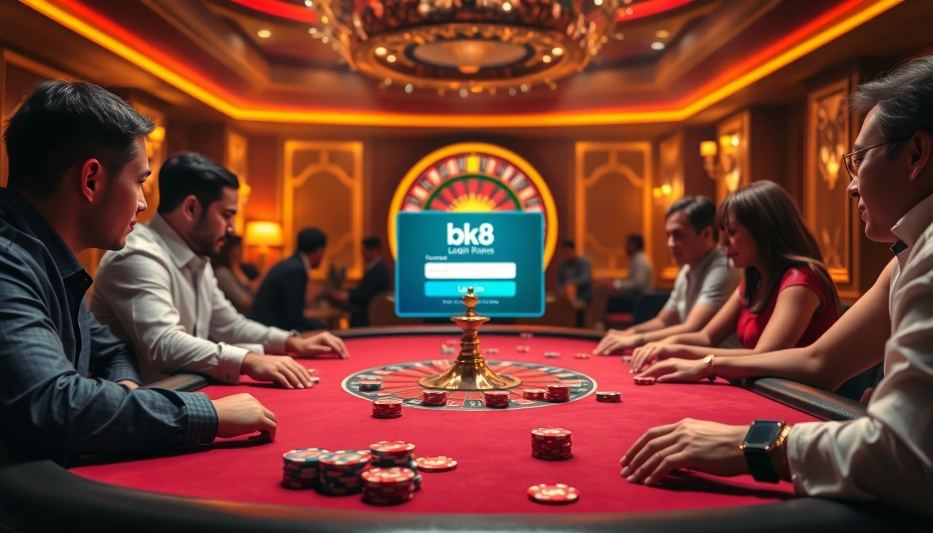 Players experiencing excitement at a casino while accessing bk8 login online for seamless gaming.